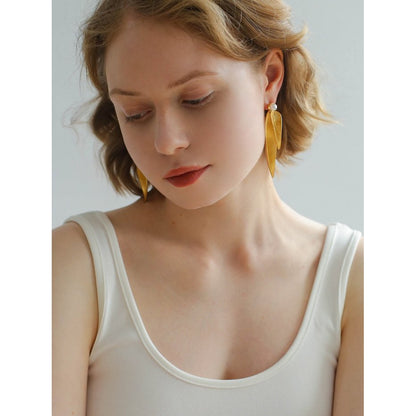 Vintage Style Golden Leaf Earrings