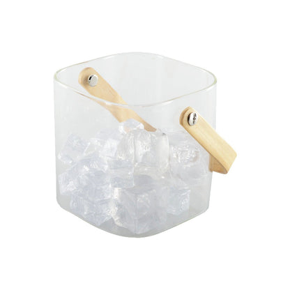 Ock -up bucket with wooden handle 11.5x11x11cm