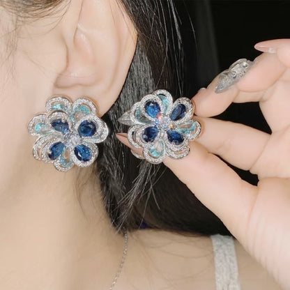 Azure Oil Painting Floral Jewelry Set