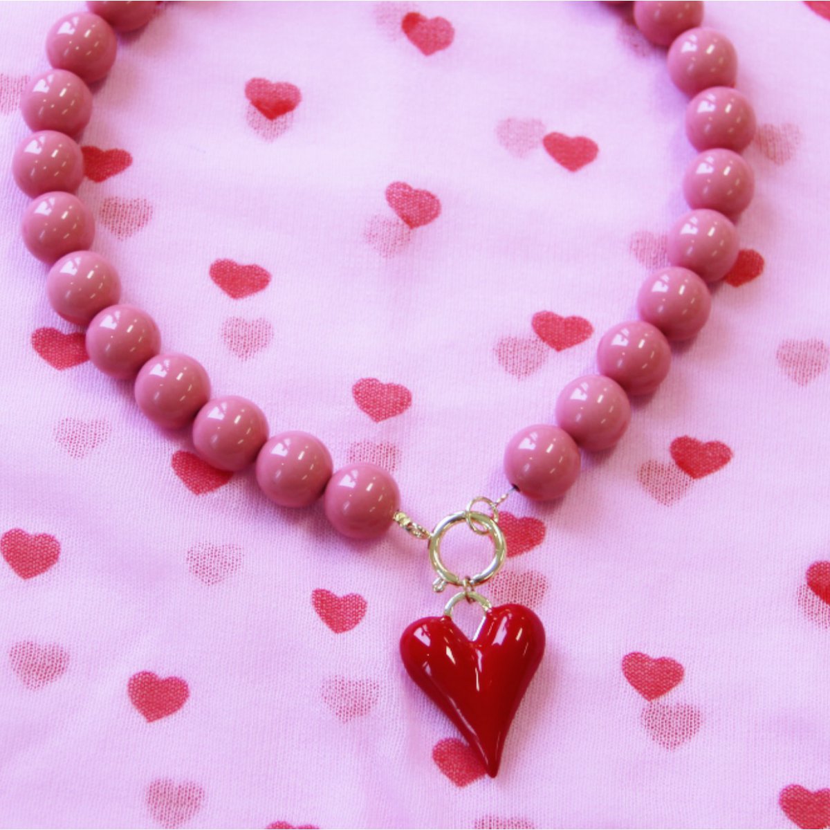 Heart XL charm - red