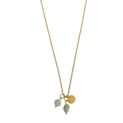 Aquamarine, Labradorite & Heart Necklace - Gold