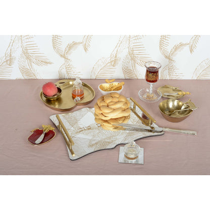 GOLD APPLE TRAY WITH CUP 26.5X25.5X2CM