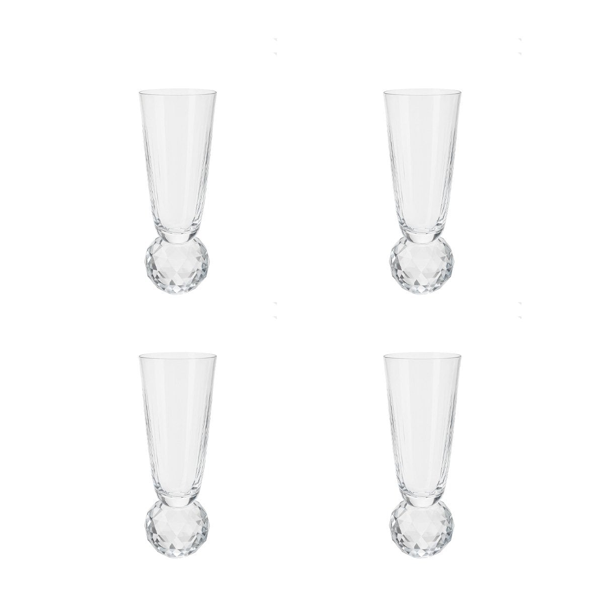 Flutes with diamond foot - Lot of 4
