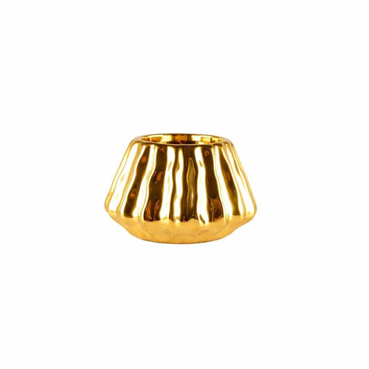 Brilliant golden candle holder 9.5x9.5x6cm