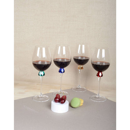 Wine glasses with diamond foot 4 colors - Lot of 4