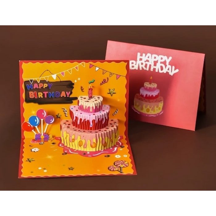 3D Gift Card - Happy Birthday Cake Card