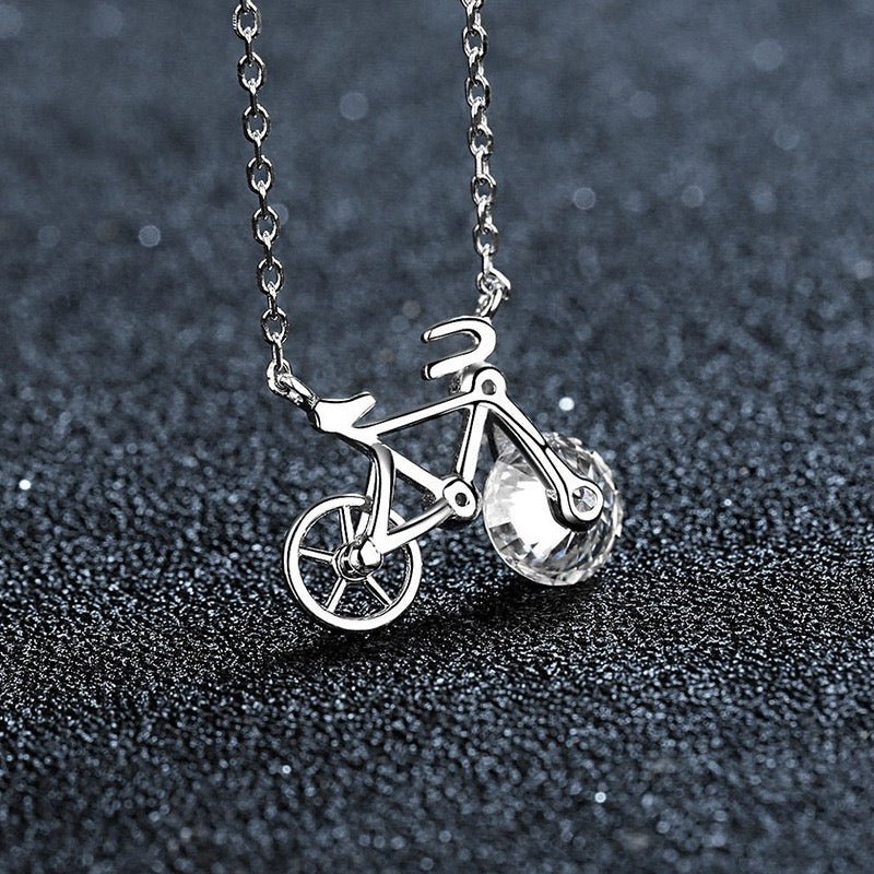 Cute Moissanite Bicycle Necklace
