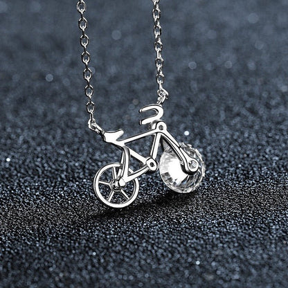 Cute Moissanite Bicycle Necklace