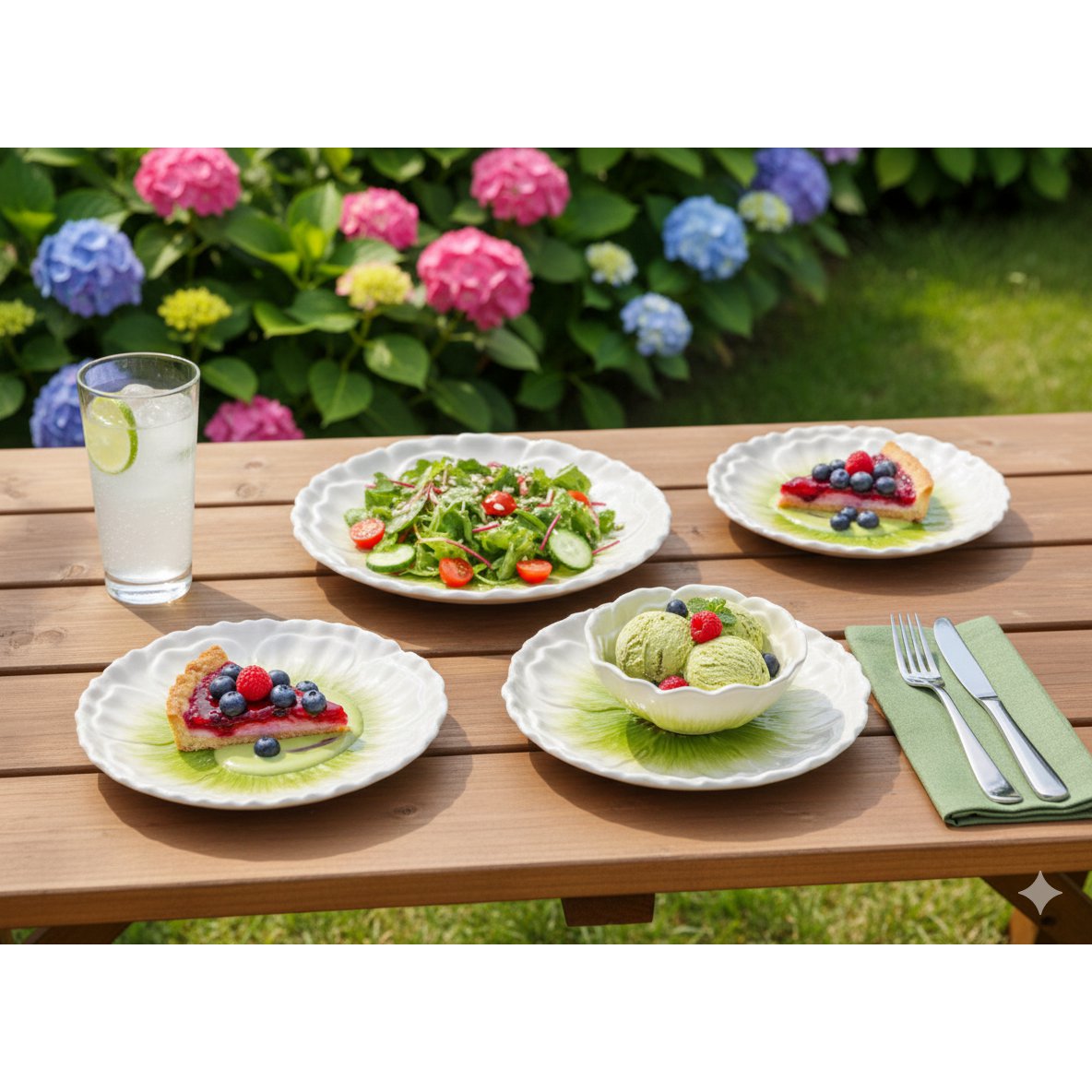 Capri green dessert plate 20.5x20.5x2.5cm