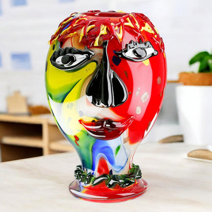 Face vase Andrew, multicolored H.29 cm