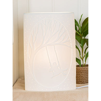 Table lamp oval swing, white H.28 cm