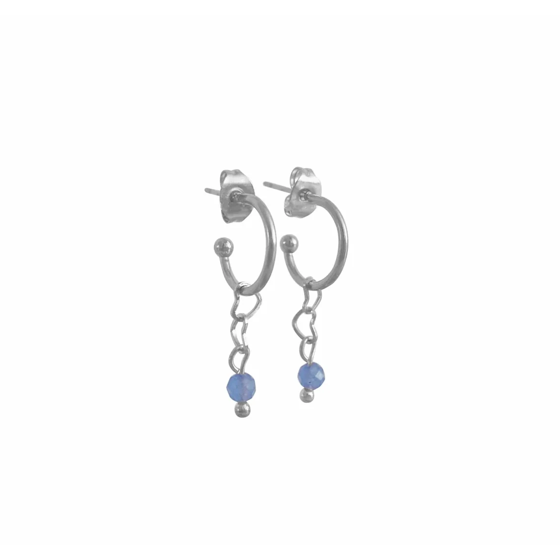 Earrings Hearts & Blue Aventurine - Silver