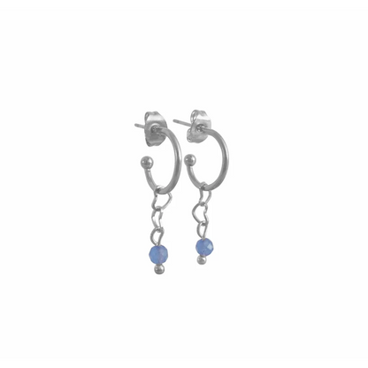 Earrings Hearts & Blue Aventurine - Silver