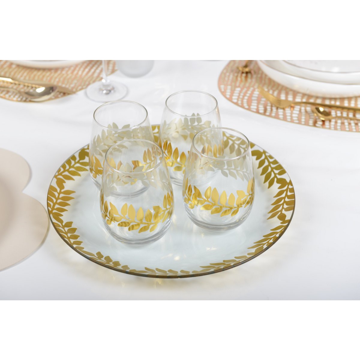 SET OF 4 GOLD CAESAR GLASSES 400ML