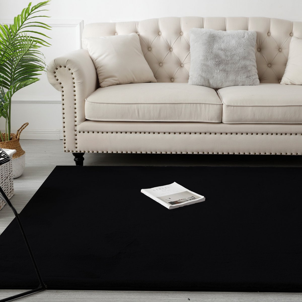 Fluffy Rug Black 80x300CM