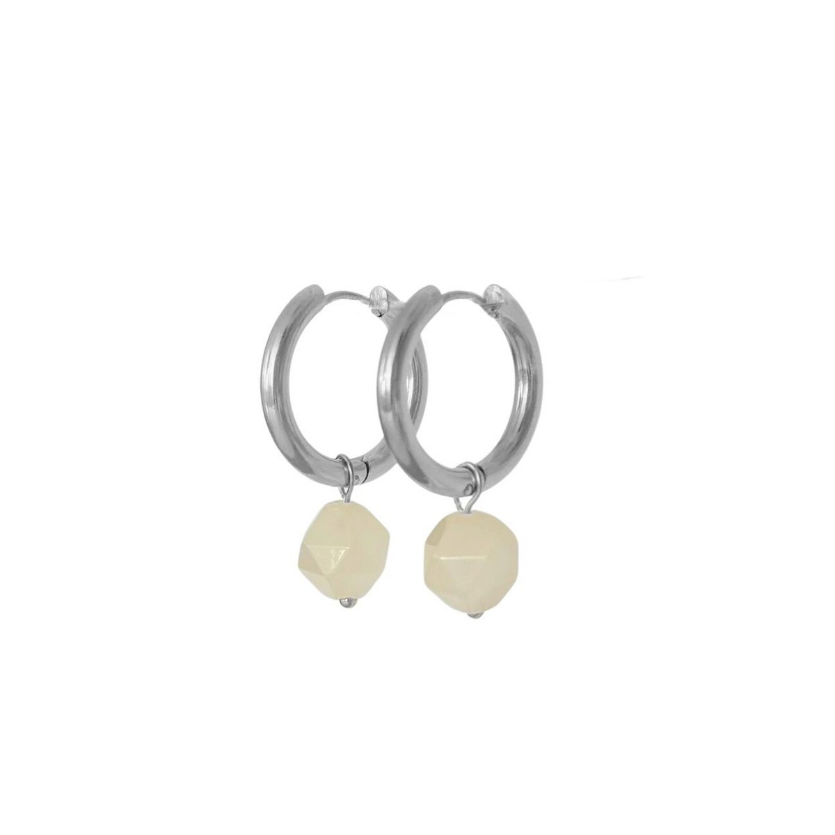 Rose Quartz Statement Earrings - Silver