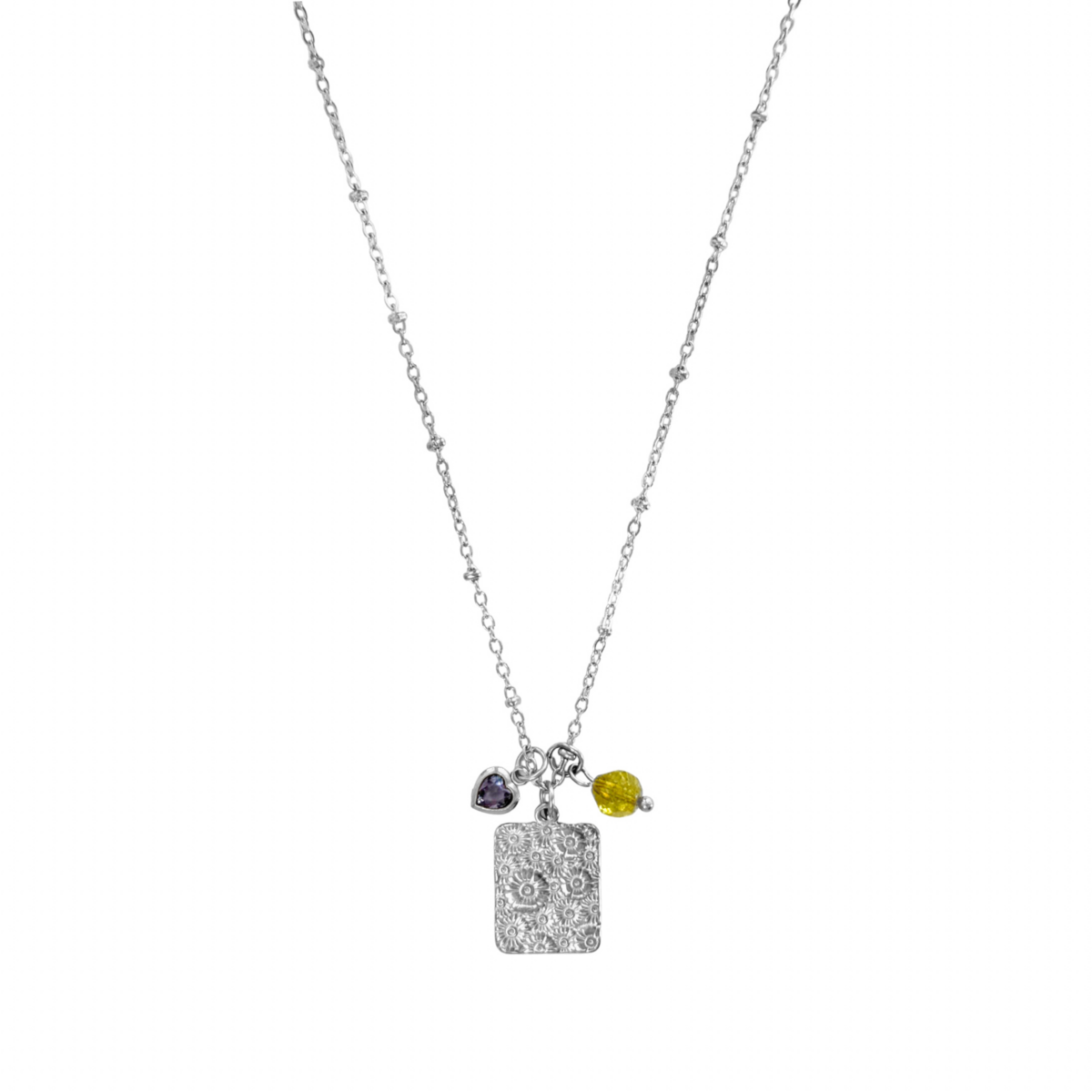 Chain Flowers & Peridot - Silver