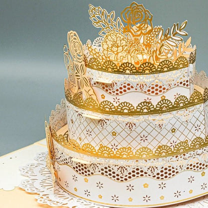 3D Birthday Card - Luxurious Lace Cake Design