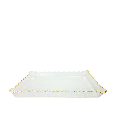 Rectangular gold edge glass tray 36x25x4cm