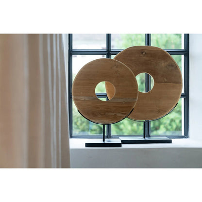 The Teak Disc on Stand - L