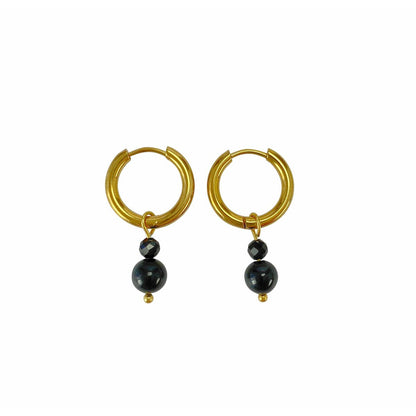 Earrings Black Tourmaline - Gold