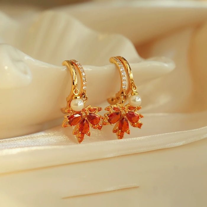 Autumn Maple Stone Drop Earrings
