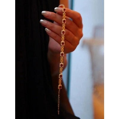 Italian Style Red Garnet Fancy Bracelet