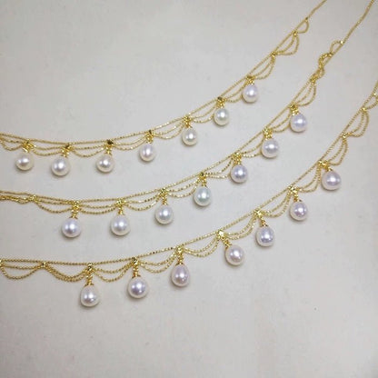Lace Style Necklace with Genuine Freshwater Pearls