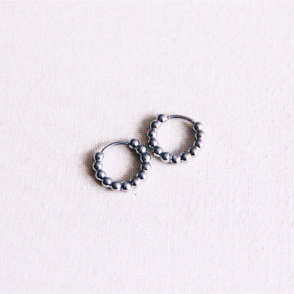 Stainless steel hoop earrings 10mm "balls" - silver
