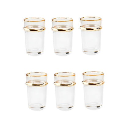Glass gold edges tea cups 175ml - Lot of 6