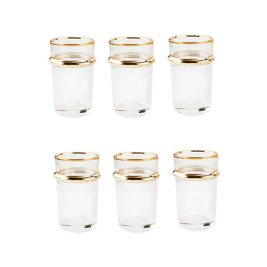 Glass gold edges tea cups 175ml - Lot of 6