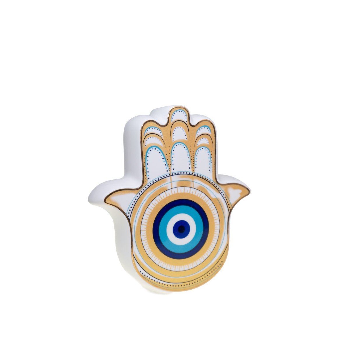 White and gold hand vase 17.5x6.2x20cm