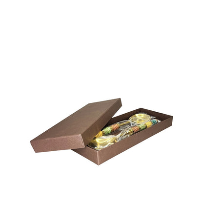 Gold salad servers with multi-colored braided handle