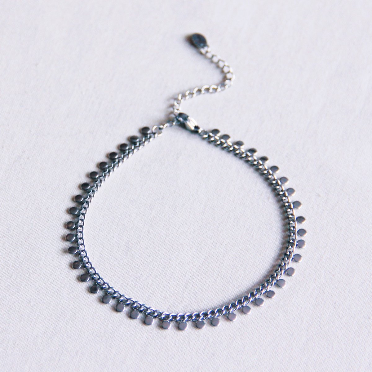 Chain anklet bracelet with coin - silver