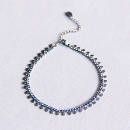 Chain anklet bracelet with coin - silver
