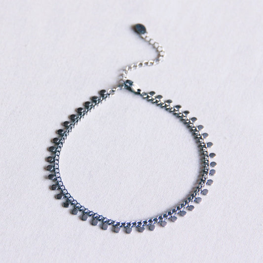 Chain anklet bracelet with coin - silver