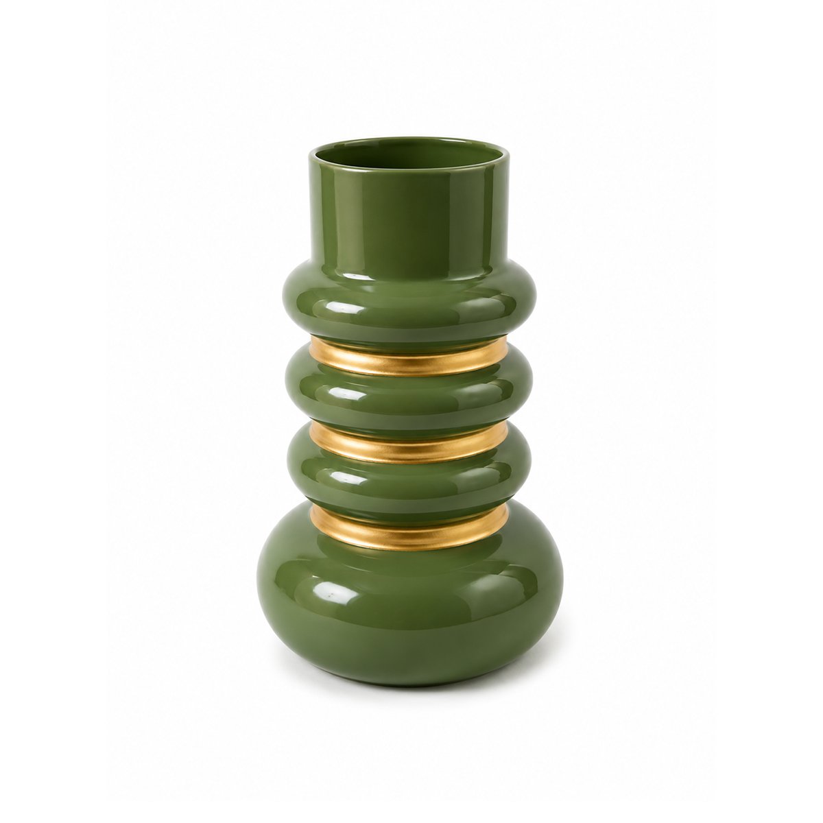 Corrugated green metal vase 20.2x20.2x30.2cm