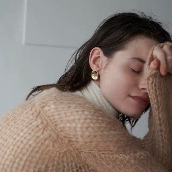 Chunky Button-Look Mirror Ear Studs