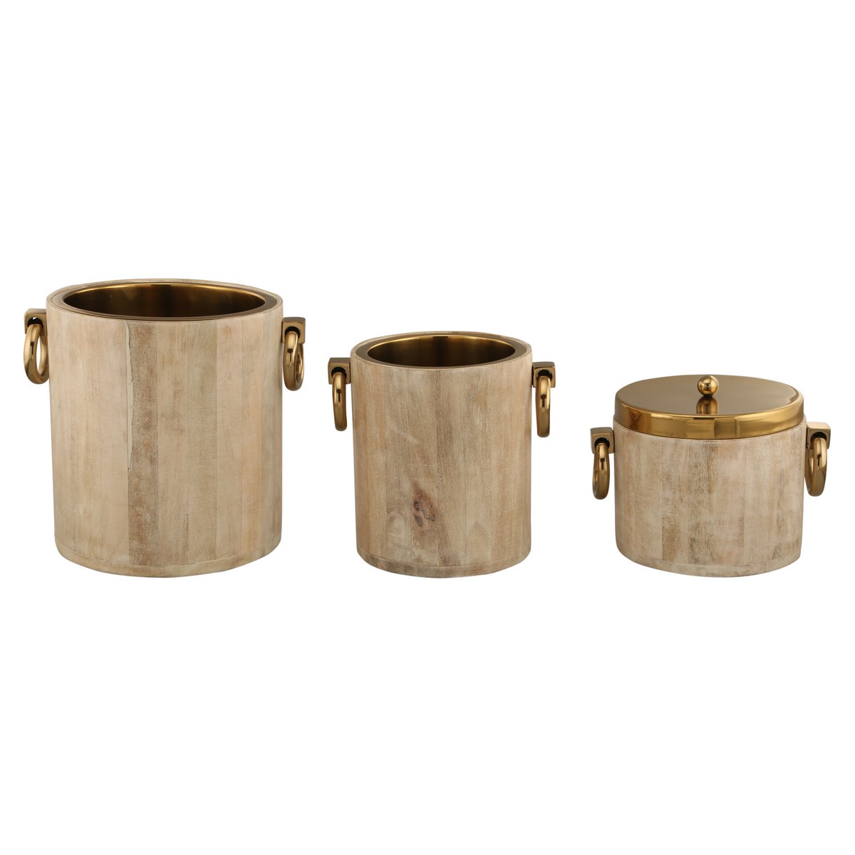 Wooden Champagne Wooden Metal Dore 25x30x28cm bucket