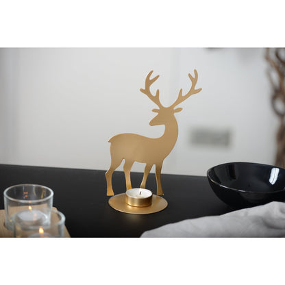 GOLDEN METAL DEER CANDLE HOLDER