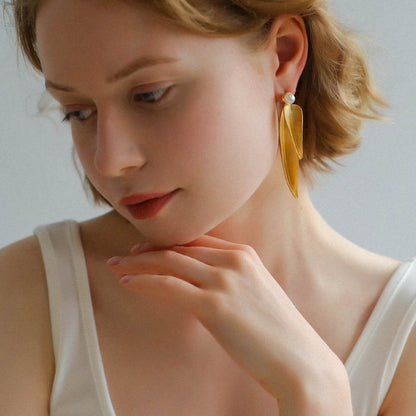 Vintage Style Golden Leaf Earrings