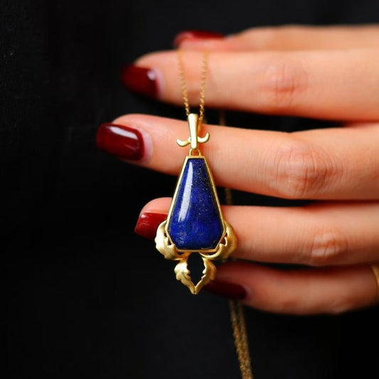 Royal Crest Shield Lapislazuli Pendant Necklace
