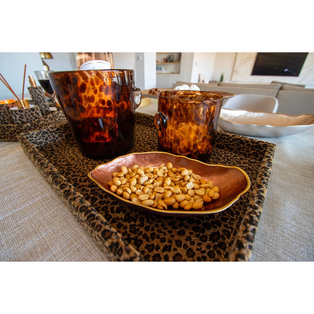 Leopard rectangular tray 42x32x4.5cm