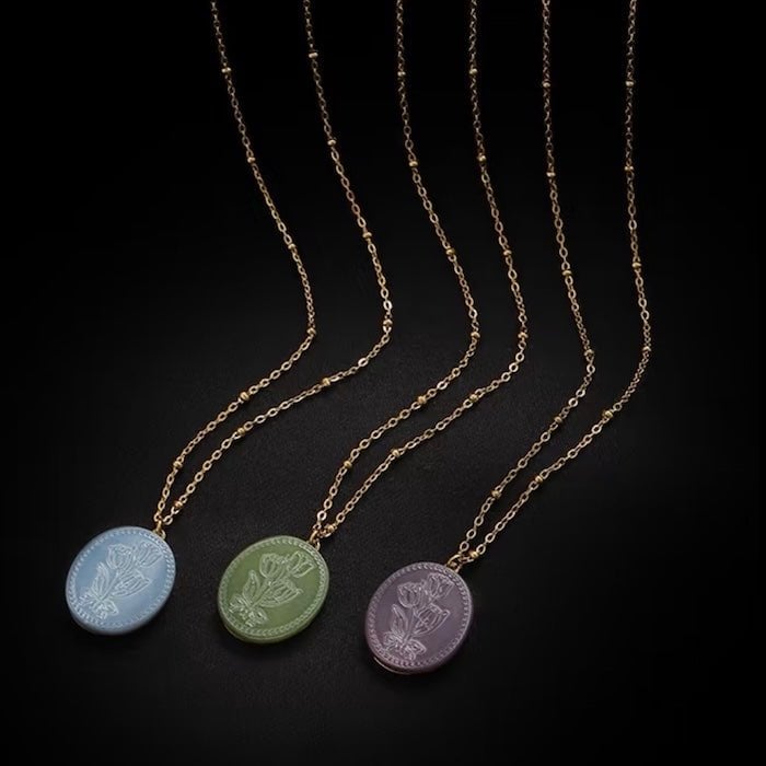 Botanical Mother of Pearl Medallion Necklace
