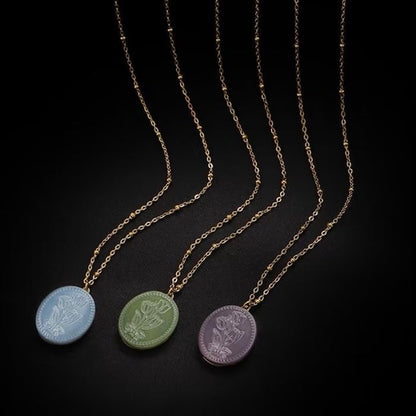 Botanical Mother of Pearl Medallion Necklace