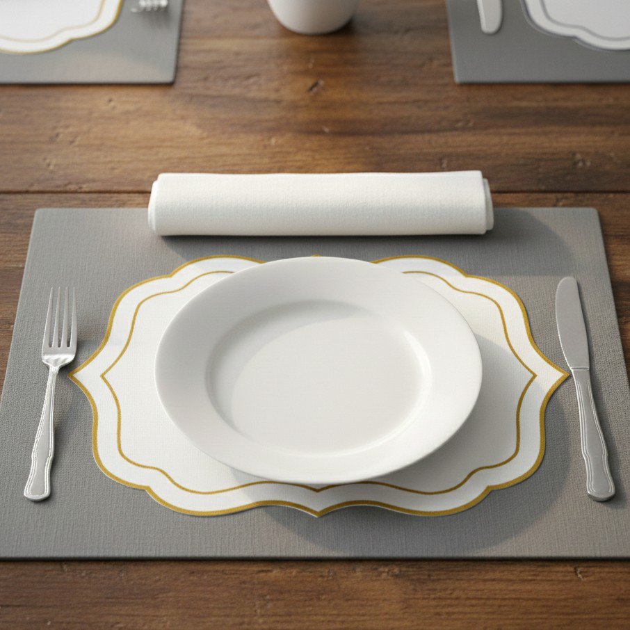 White and golden plate