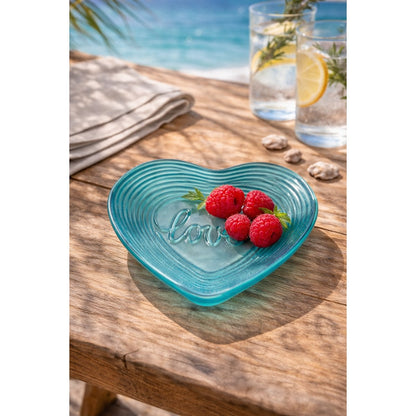 Turquoise heart dish14x13x2cm