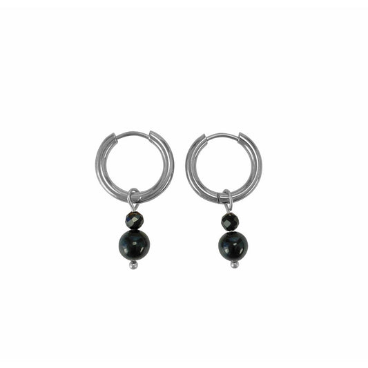 Earrings Black Tourmaline - Silver