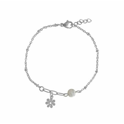 Bracelet Howlite & Flower Charm - Silver