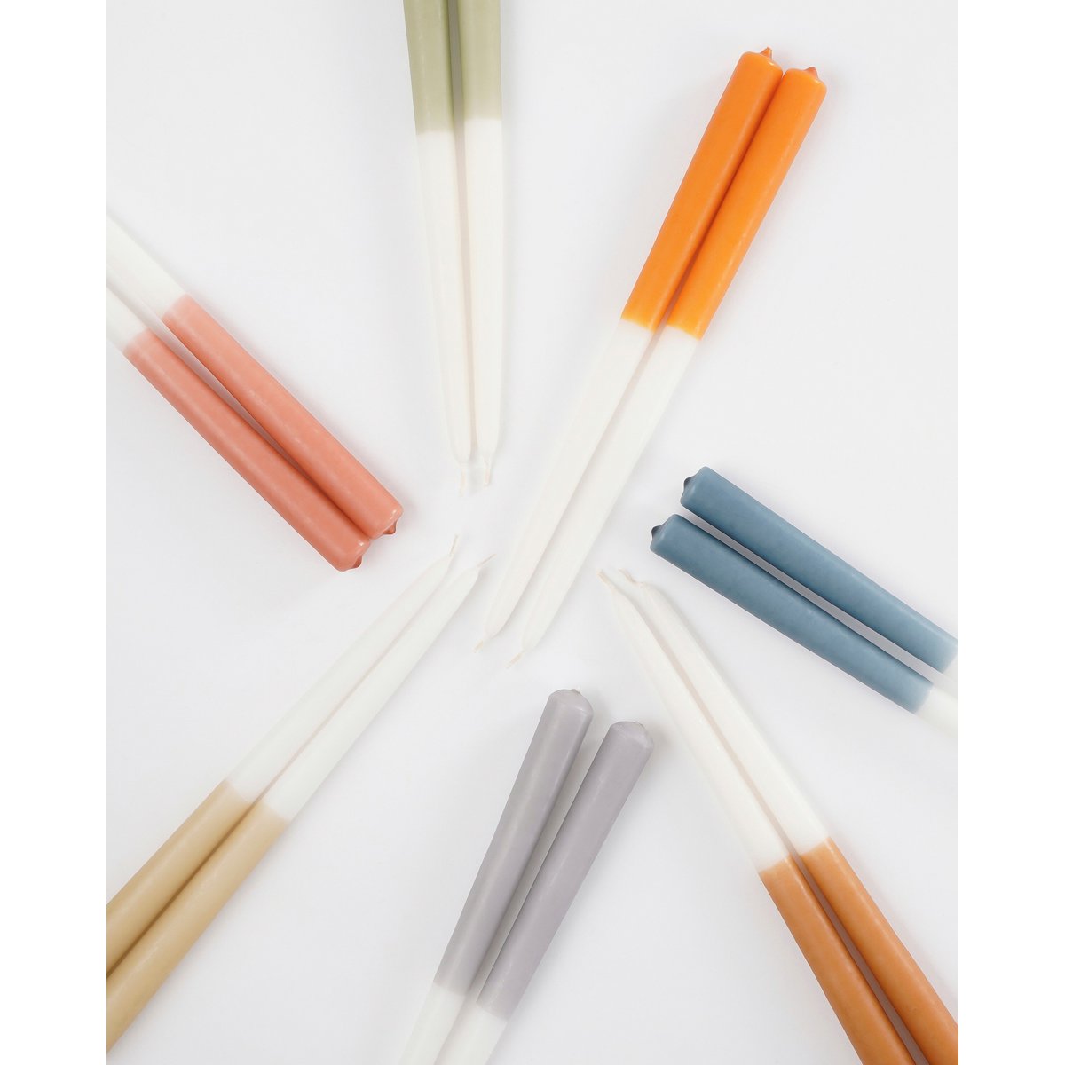 Dinner candle Dip-dye Light gray